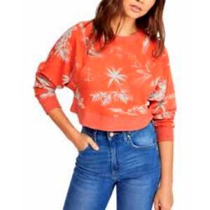 Free People Boho Chic Poppy Pullover Cropped Sweatshirt Sz M